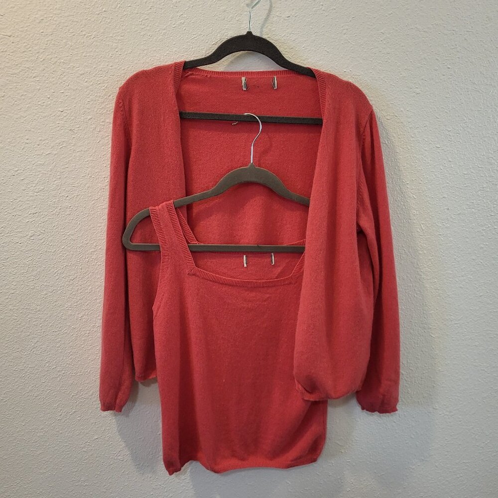Supersoft twinset cardigan and tank in coral